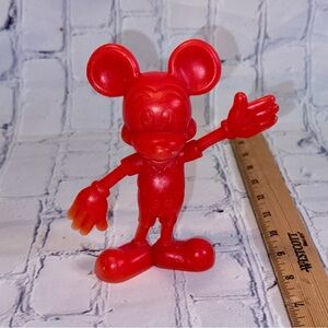 Vintage Mickey Mouse 6 in Marx Red Plastic Figure Walt Disney